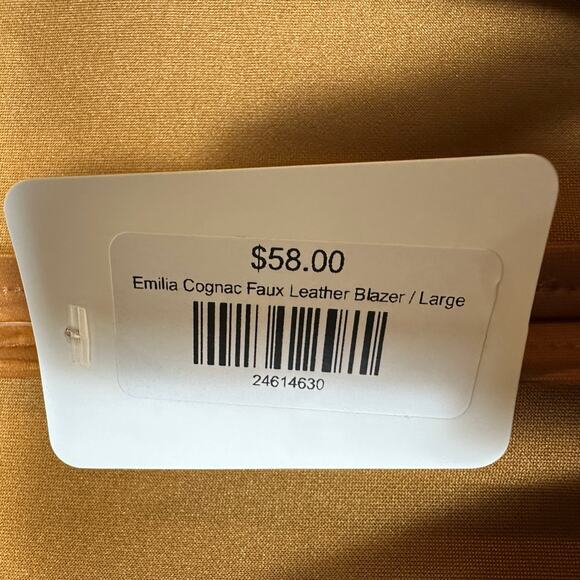 HAVE Los Angeles Cognac Faux Leather Blazer Jacket NEW - Picture 4 of 6